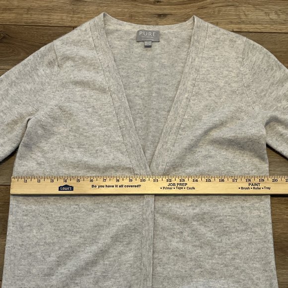 Pure Collection 100% Cashmere Cardigan Sweater SZ 8/10 Button Up V Neck Gray - Picture 6 of 10